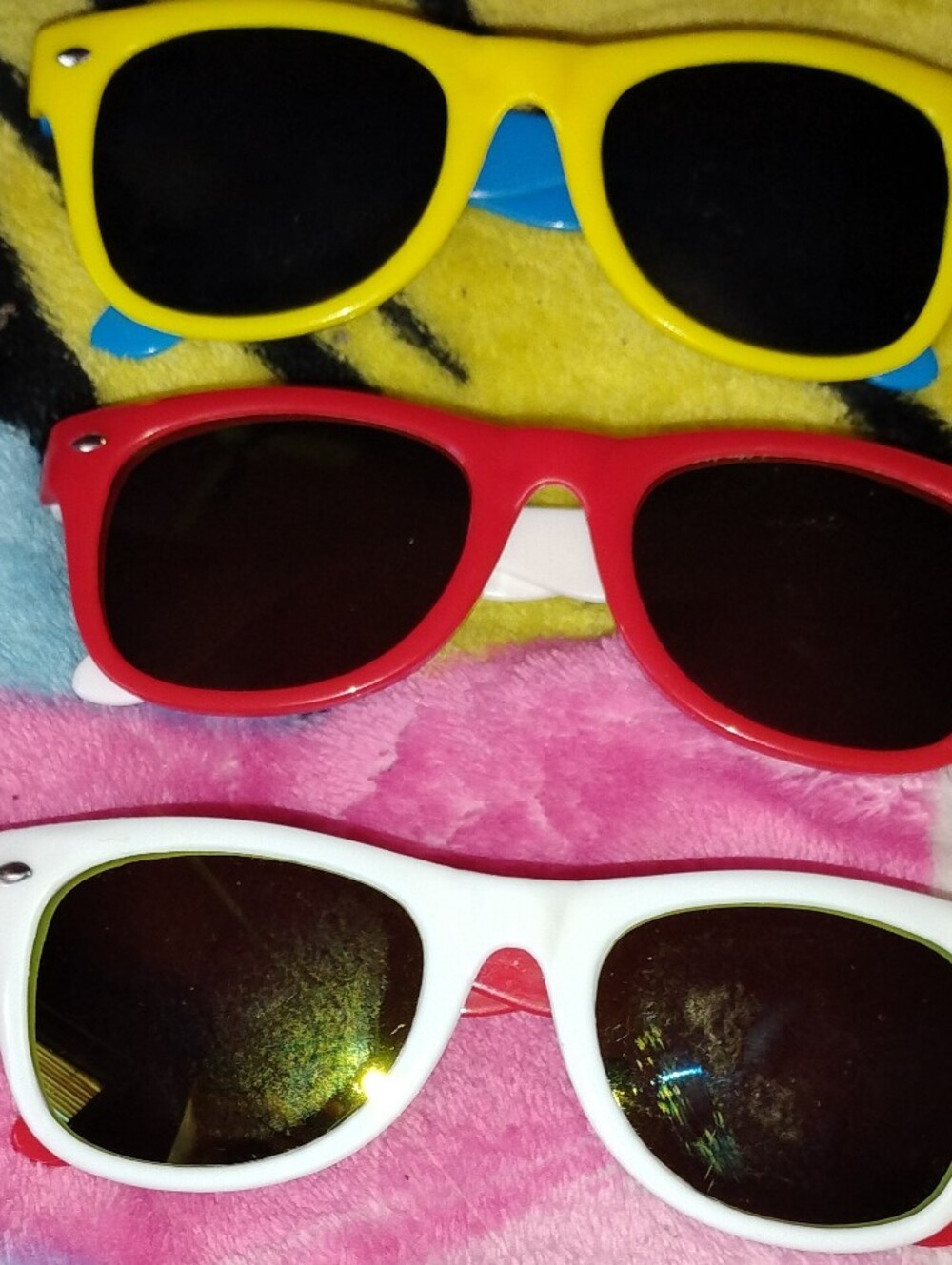 Three Bright Kids Sunglasses - Yellow, Red, White